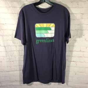 Greenlines Blue Short Sleeve Cotton Tee - Size Large